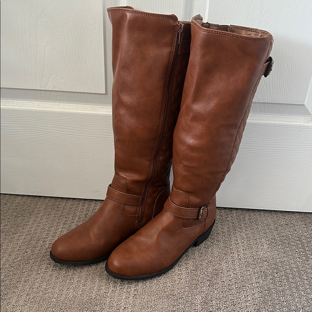 Brown Leather Knee-High Boots